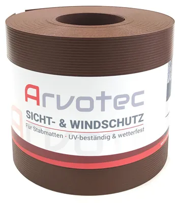 Produktbild von Arvotec Sichtschutzstreifen | 25m Rolle, Rillen-Optik Nussbraun | besonders Stark mit 1,1 mm, keine Klemmschienen nötig | UV- und witterungsbeständig