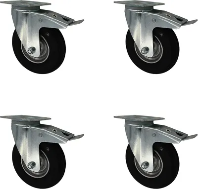 Produktbild von 4 Stück 200 mm Luftbereifte Transportrollen mit Totalstop für bis zu 300 kg