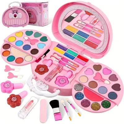 Produktbild von Minicee Kinder Make-up Set im Koffer Waschbares Spielzeug Kosmetikset für Mädchen 4–10 Jahre Rosa