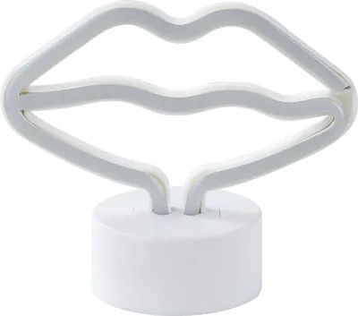 Produktbild von BELIANI LED Neon Licht Dekofigur Rosa 15 cm Hoch Mund Lippen Form Deko Batteriebetrieben für Wohnzimmer Schlafzimmer Büro Flur