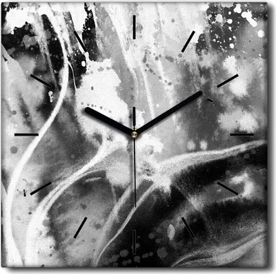 Produktbild von Coloray Uhr auf Leinwand 30x30 cm Wand Uhr Dekoration Wohnzimmer Segeltuch schwarze Hände -Aquarelle Abstraktion.