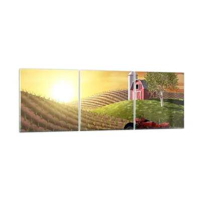 Produktbild von Bilder auf glas - Morgen Bauernhof Feld Plantage - 150x50cm - Glasbilder - Wandbilder - Kunstdruck - zum Aufhängen bereit - Wanddekoration aus Glas - Glas Bilder - Wandbild auf Glas - GCA150x50-2639