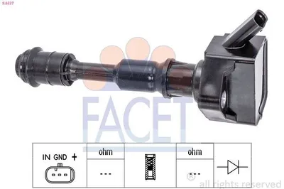 Produktbild von FACET 9.6537 Zündspule für VOLVO XC60 (156) V70 III (135) V60 (155, 157) XC40 (536) XC60 II (246)