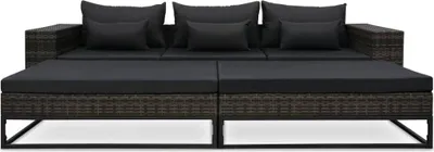 Produktbild von vidaXL 5-tlg. Garten-Sofagarnitur mit Auflagen Poly Rattan Grau