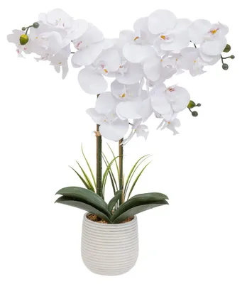Produktbild von Atmosphera Kunstliche Pflanze Orchidee - weise Bluten - im Topf - 60 cm