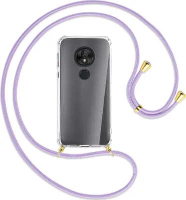 Produktbild von Handykette Backcover-Schutzhülle mit Band (Metall goldfarben) für Motorola Moto G7 Play - violett