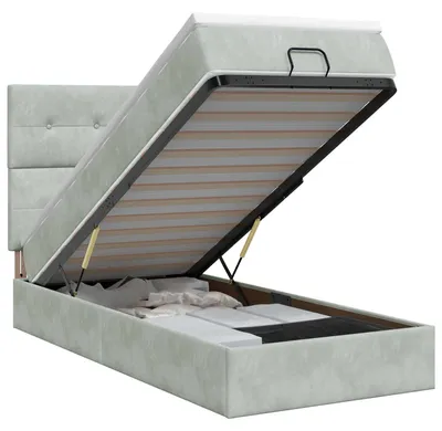 Productafbeelding van vidaXL Ottoman bed met matras, lichtgrijs, 90 x 200 cm, fluweel