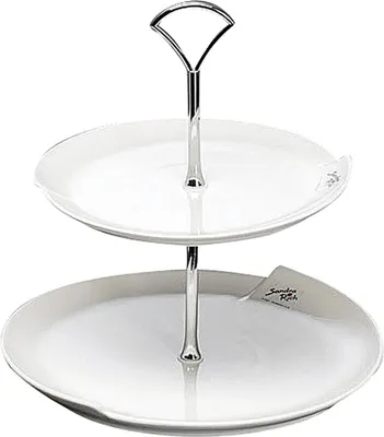 Produktbild von SANDRA RICH Etagere Porzellan mit Henkel 2Stufig ø20 25cm 26cm weiß