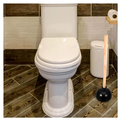 Produktbild von Hochdruck Toilettenpömpel mit Gummisauger und Holzgriff in Schwarz