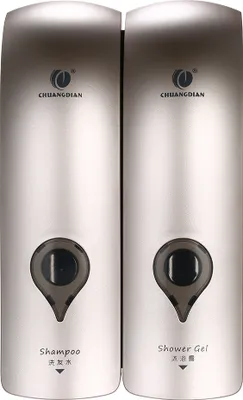 Produktbild von CHUANGDIAN Desinfektionsspender 300ml * 2 NO Bohren Wandmontage Doppelkopf Manuelle Seifenspender Bad Duschgel Flš¹ssiges Shampoo Dispenser Halter - Champagner Gold
