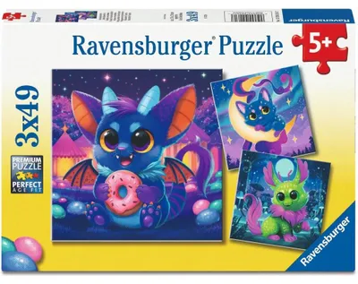 Immagine prodotto di 3 x 49 pezzi Puzzle per bambini Ravensburger "Monsterchen" 12004261