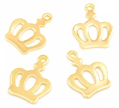 Produktbild von Vintageparts Kronenanhänger Messing 18k Gold 14x11mm, 4 Stück