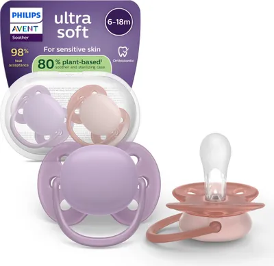 Produktbild von Philips AVENT Schnuller SCF091/43 ultra soft, Ultraweicher Schnuller, Kieferorthopädisch, Silikon, Junge/Mädchen