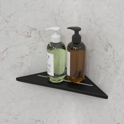Produktbild von Eckregal für das Badezimmer - Duschregal ohne Bohren - 2 Stück - Schwarz - Edelstahl - 35 x 25 cm