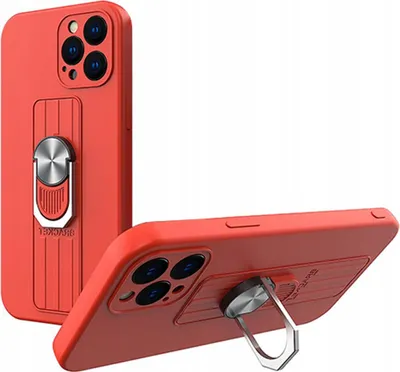 Produktbild von Ring Case Silikonhülle mit Fingerring und Ständer für Samsung Galaxy S22 Ultra rot