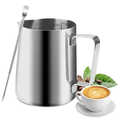 Melkaufschäumkännchen 350 ml mit Milchstift, Edelstahl