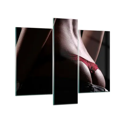 Produktbild von Bilder auf glas - Frau Körper String - 95x80cm - Glasbilder - Wandbilder - Kunstdruck - zum Aufhängen bereit - Wanddekoration aus Glas - Glas Bilder - Wandbild auf Glas - 3 Teile - GCB95x80-2250