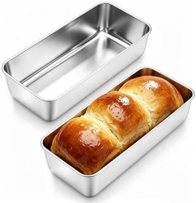 Obrázek produktu pro Omgoods – Sada dvou forem na chléb a koláče z nerezové oceli – rozměry 32 x 14 x 6 cm