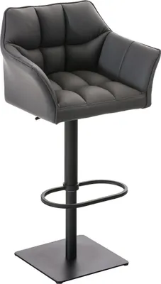 Produktbild von Barhocker SIHAR - Kunstleder Grau 64x45x88 cm Schwarz | Barstuhl Höhenverstellbar Mit Lehne Drehbar Tresenhocker Tresenstuhl Kneipenhocker