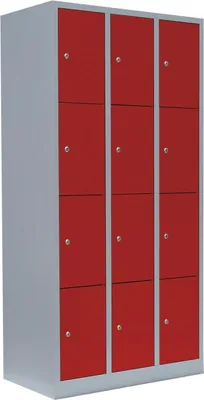 Produktbild von Schließfachschrank Wertfachschrank Fächerschrank Spind 12Fächer grau/rot 520434