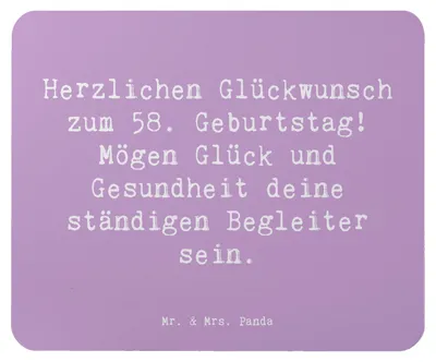 Produktbild von Mr. & Mrs. Panda Mauspad Spruch 58. Geburtstag - Lavendeltraum - Geschenk, mousematte, liebevolle Glückwünsche, pc, Happy Birthday, Alter, Mouse Pad, Lebensfreude