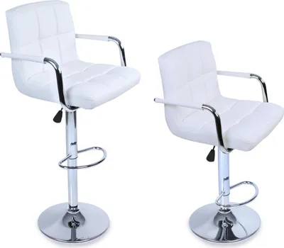 Produktbild von TRESKO® 2er Set Barhocker Weiß mit Armlehnen Lehne Barstuhl Hocker Tresenhocker