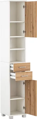 Produktbild von Hochschrank 30cm in weiß mit Eiche PROVIDENCE-80