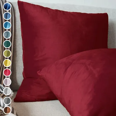 Produktbild von Lionmood Premium Samt Kissenbezug Bordeaux 45x45cm -1er- Velvet Kissenhülle mit Reißverschluss - Modernes Design, Weich, Einfarbig für Sofa
