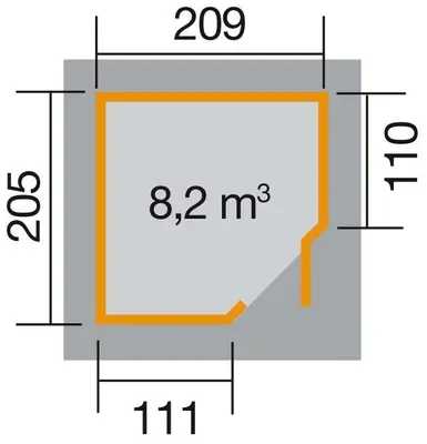 Produktbild von WEKA 229.2121.10400 Gartenhaus/Blockbohlenhaus Quinta mit Einzeltür ; Größe: 1 ; Farbgebung: Naturbelassen ; Wandstärke: 21 mm ; Maße (LxBxH): 205 cm x 209 cm x 217 cm ; Seitenwandhöhe: 197 cm