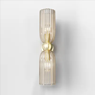 Produktbild von Moderne Wandleuchte Antic, MOD302WL-02CG, 1-flammig, Metallrahmen, Farbe der Beschläge -Gold, Farbe der Lampenschirms- Cognac, für Küche, Schlafzimmer, 40 W, E14x1 nicht enthalten.