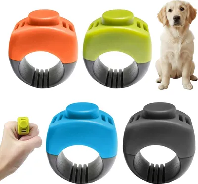 Produktbild von Hundetraining Clicker 4 Stück, 19 mm und 21 mm, grün orange grau blau, für Tiertraining