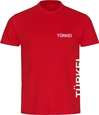 Produktbild von multifanshop Kinder T-Shirt - Türkei - Brust & Seite, rot, Größe 128