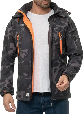 Produktbild von Geographical Norway Herren Regular Fit Softshelljacke techno men Black-Orange S