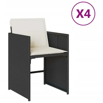 Produktbild von Gartenstühle mit Kissen 4 Stk. Schwarz Poly Rattan