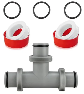 Obrázek produktu pro T-kus pro bazén, 38 mm, spojka pro hadici, třícestní ventil, šedá barva