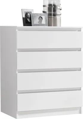 Produktbild von Kommode mit 4 Schubladen 80x100 cm Kommode weiß schmal Holz Schrank Kommode mit Schubladen Sideboard Highboard Organizer Breite 80 cm Höhe 100 cm
