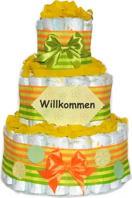 Produktbild von Windeltorte | Geschenk zur Geburt | Windelgeschenk neutral | Flower
