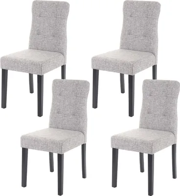 Obrázok produktu pre sada 4 jedálenských stoličiek HWC-E58, jedálenské stoličky,  MVG ~ látka/textil sivá, tmavé nohy