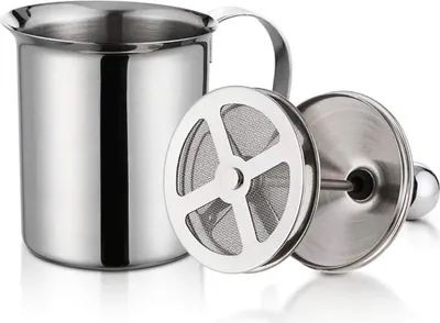 Produktbild von Manuelle Milchschaum, 800ml Edelstahl Milk Frother Milchaufschäumer Manuell mit Doppeltem Sieb und Speziellem Drückmechanismus für Milch Cappuccino, Kaffee, Latte, Heiße Schokolade