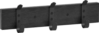 Produktbild von Wandgarderobe mit 6 Haken - kompakter Wandgarderobenständer aus Holz - Industriestil - Schwarz