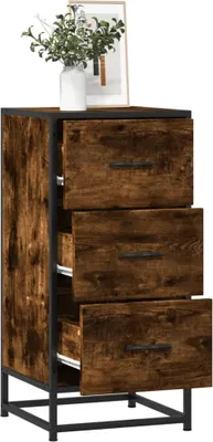 Produktbild von vidaXL Sideboard Räuchereiche 35,5x35x76 cm Holzwerkstoff und Metall
