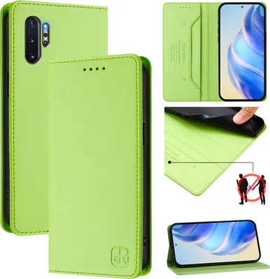 Immagine prodotto di Custodia in pelle per Samsung Galaxy Note 10+/Note 10 Plus, flip case con slot per carte, portafoglio e supporto Verde