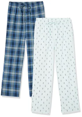 Productafbeelding van Essentials heren pyjamabroek van katoen-elastaan twill, model met lange pijpen
