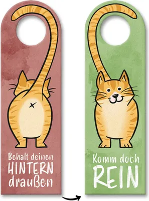Produktbild von Komm doch rein oder Behalt deinen Hintern draußen - Türhänger mit oranger Katze