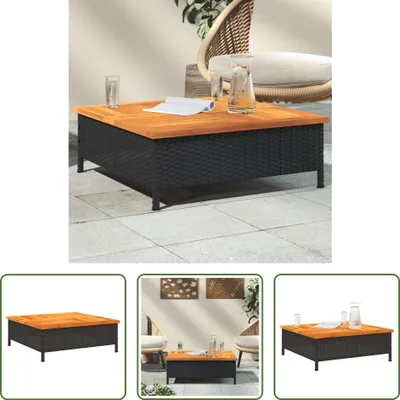 Produktbild von The Living Store Gartentisch Schwarz 70x70x25 cm Rattan und Akazienholz