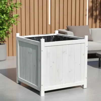 Produktbild von 50x50 Blumenkübel Pflanzkasten Blumentrog Blumentopf Blumenkübel Übertopf weiß