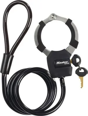 Immagine prodotto di Lucchetto per biciclette Lucchetto a cavo Master Lock 8275EURDPRO, 1 m, cavo in acciaio da 8 mm, nero, per biciclette e scooter