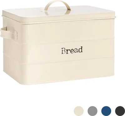 Produktbild von Harbour Housewares Industrielle Brotkasten - Vintage Style Stahl Küche Storage Caddy mit Deckel - Creme