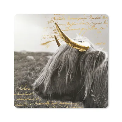 Produktbild von MuchoWow® Mauspad Mousepad Schottischer Highlander - Gold - Zitat 30x30 cm - Mousepads - Maus Mat - Pad - Mausunterlage - Gaming