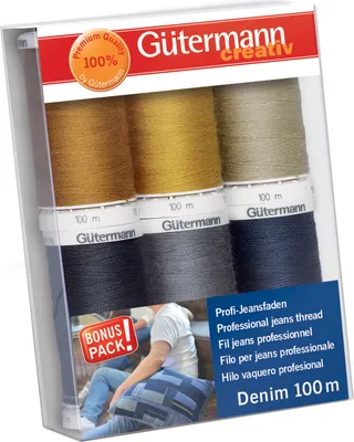 Zdjęcie produktu dla Zestaw nici do szycia Gütermann „Denim” – 6 szpulek po 100 m